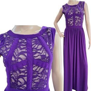 R&M Richards Women's Purple Sleeveless Stretch Maxi Dress Size‎ 6